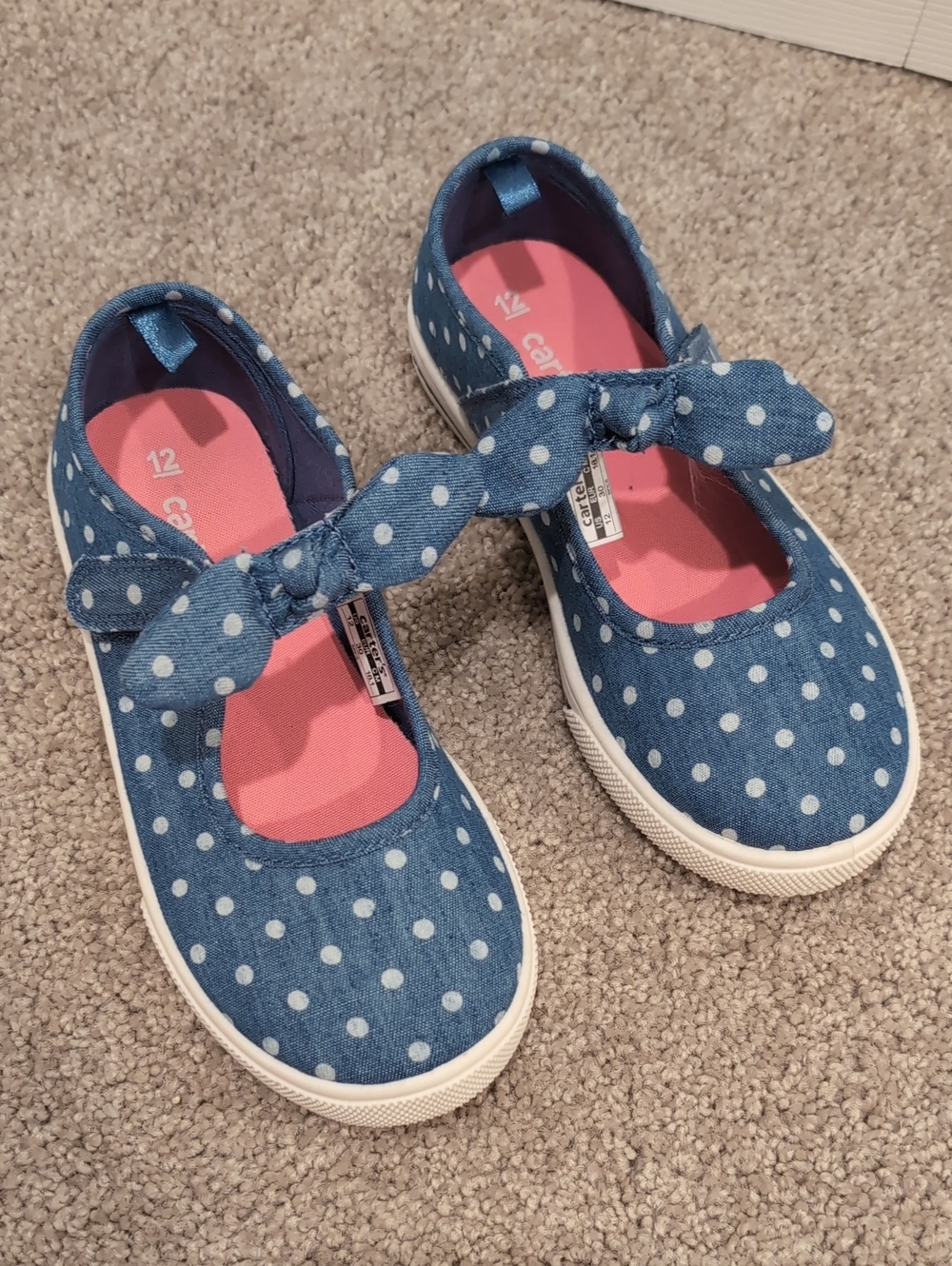 Carter's Blue Polka Dot Mary Jane Sneakers with Bow